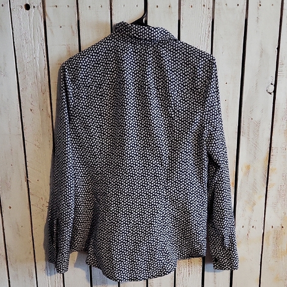 Michael Kors Black and White Patterned Zip Up Blouse - Picture 2 of 3